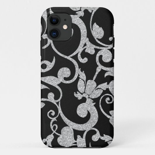 Coque iphone de Parties scintillant florales noir (Dos)