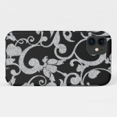 Coque iphone de Parties scintillant florales noir (Dos (Horizontal))