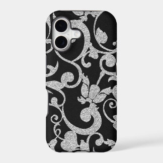 Coque iphone de Parties scintillant florales noir