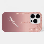 coque iphone de Parties scintillant Gold rose avec (Verso (horizontal))