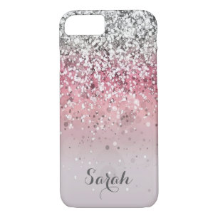 coque iphone de parties scintillant rose argent pe