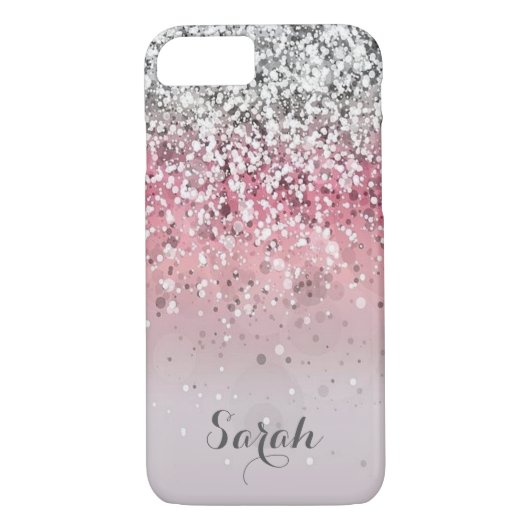 coque iphone de parties scintillant rose argent pe (Dos)