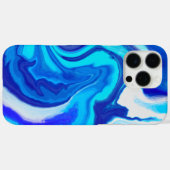 Coque iphone de peinture bleu et Marbre blanc (Verso (horizontal))
