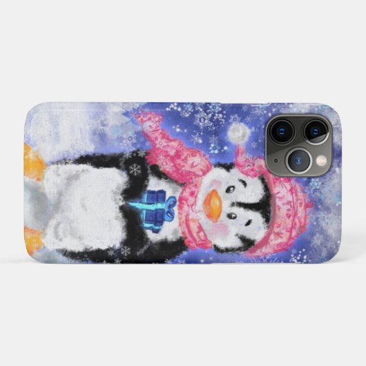 Coque iphone de pingouin de Noël mignon (Dos (Horizontal))
