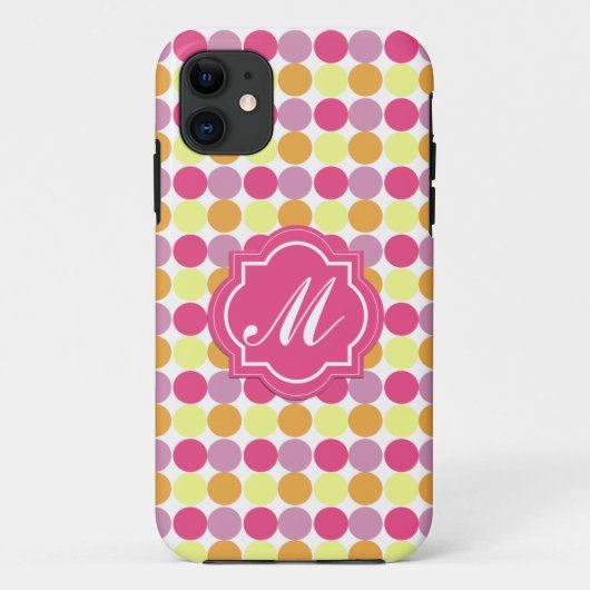 Coque iphone de points colorés monogrammes personn (Dos)