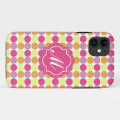 Coque iphone de points colorés monogrammes personn (Dos (Horizontal))