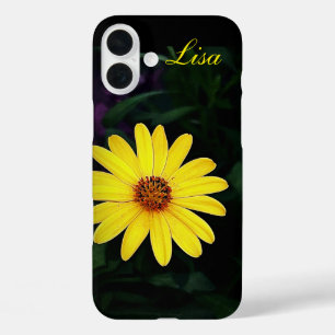 Coque iphone de pomme à fleurs jaunes personnalisé