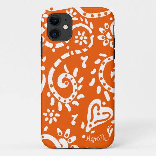 Coque iphone de porc orange et blanc (Dos)