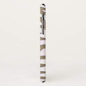 Coque iphone de rayure de zèbre d'or et d'argent (Dos/Gauche)