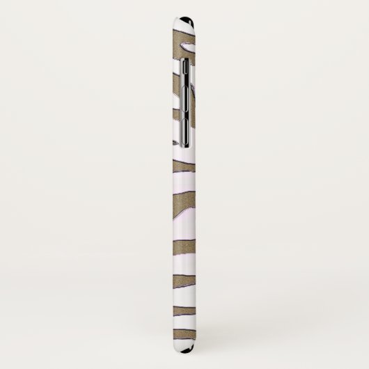 Coque iphone de rayure de zèbre d'or et d'argent (Dos/Gauche)