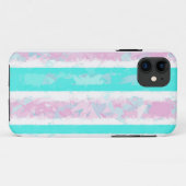 Coque iphone de rayures turquoise, blanc cassé et  (Dos (Horizontal))