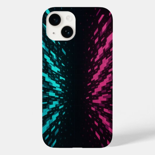 Coque iphone de réalité Pixellée - Cyber-Art néon (Verso)