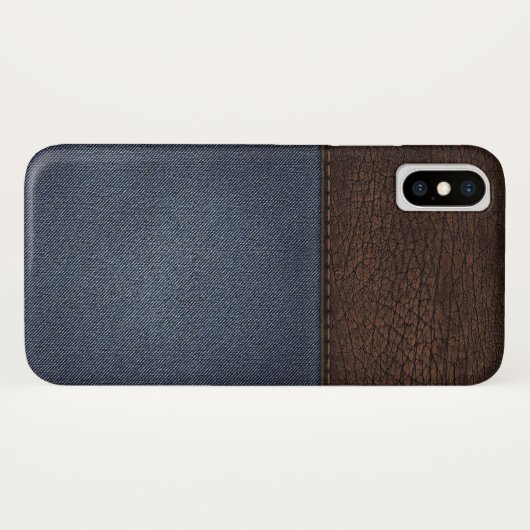 coque iphone de texture en cuir et denim (Dos (Horizontal))