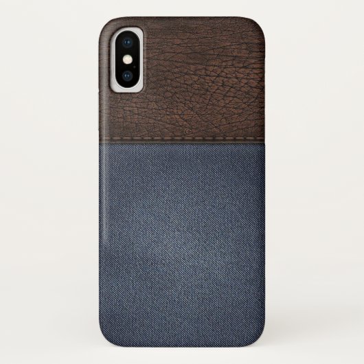 coque iphone de texture en cuir et denim (Dos)