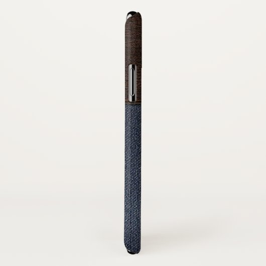 coque iphone de texture en cuir et denim (Dos/Droite)