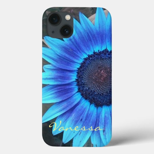 Coque iphone de tournesol bleu *personnalisez* (Verso)