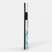 Coque iphone de vagues de Teal avec des fleurs (Dos/Droite)