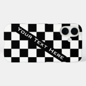 Coque iphone d'échecs noir blanc avec texte person (Verso (horizontal))