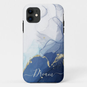 Coque iphone d'encre bleu alcool