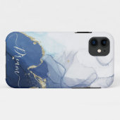 Coque iphone d'encre bleu alcool (Dos (Horizontal))