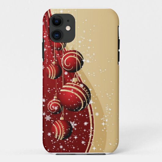 Coque iphone des ornements de Noël Rouge Or (Dos)