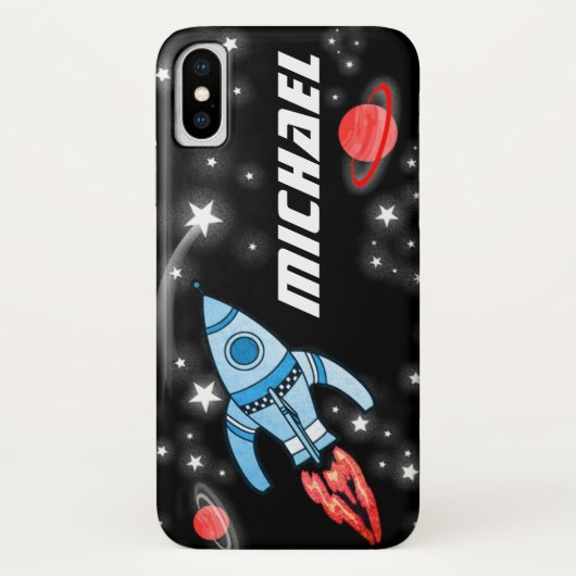 Coque iphone d'espace de fusée de 7 lettres nommé (Dos)