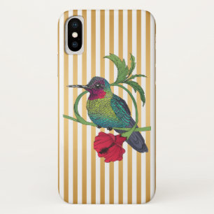 Coque iphone d'illustration Colibri Bird Gold Stri