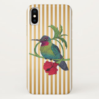 Coque iphone d'illustration Colibri Bird Gold Stri