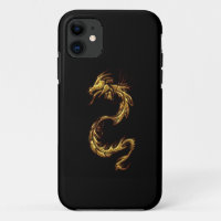 Coque iphone d'Imaginaire d'art Tribal Gold Dragon