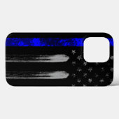 Coque iphone d'indicateur Grunge Ligne Bleue Pro (Verso (horizontal))