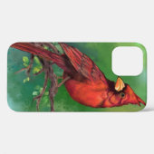 Coque iphone d'oiseaux du Cardinal rouge du Nord (Verso (horizontal))