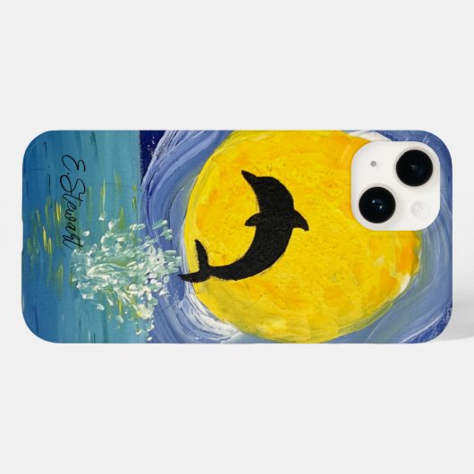 Coque iphone - Dolphin Lune Océan (Verso (horizontal))