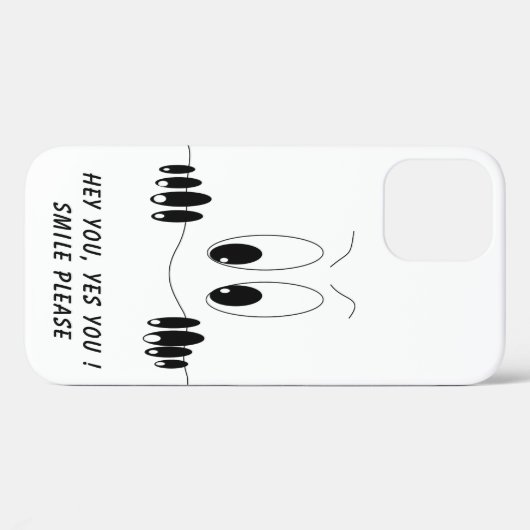 Coque iphone drôle avec yeux de curiosité - Smile (Verso (horizontal))
