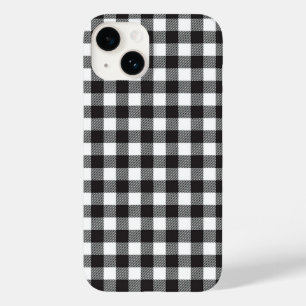 Coque iphone du chèque de bison noir et blanc