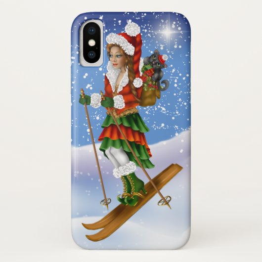 Coque iphone du skieur de neige de Noël (Dos)