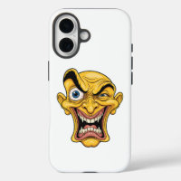 Coque iphone du visage de caricature jaune fou