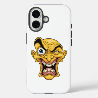 Coque iphone du visage de caricature jaune fou