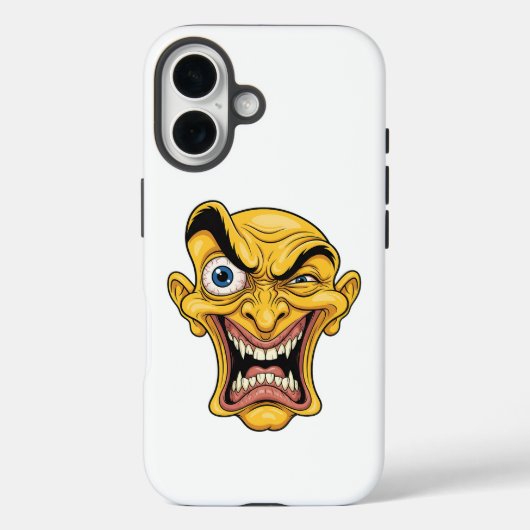Coque iphone du visage de caricature jaune fou (Verso)