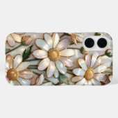 Coque iPhone Elegant Daisy Vitrail Ivoire Or (Verso (horizontal))