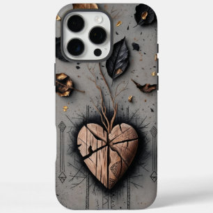 Coque iphone en bois foncé du coeur en bois fissur