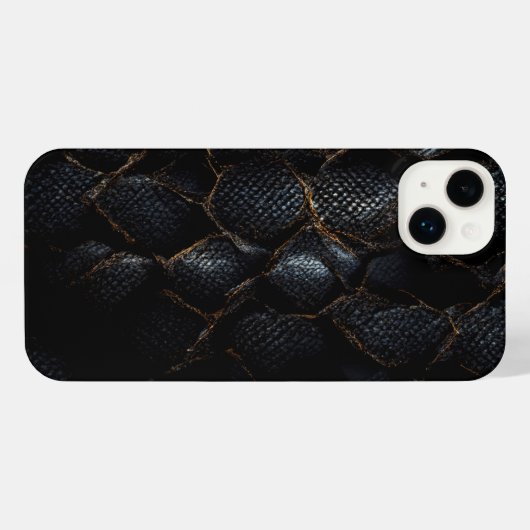 Coque iphone en cuir de reptile noir (Verso Horizontal)