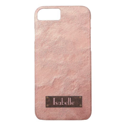 Coque iphone en cuir or Rose personnalisé (Dos)