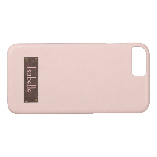 Coque iphone en cuir rose tendance personnalisé (Dos (Horizontal))