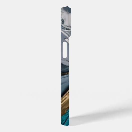 Coque iphone en marbre bleu or moderne (Verso / Droite)