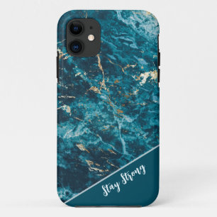coque iphone en marbre turquoise Abstrait