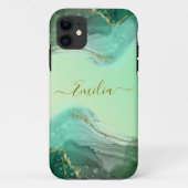 Coque iphone en marbre vert émeraude (Dos)