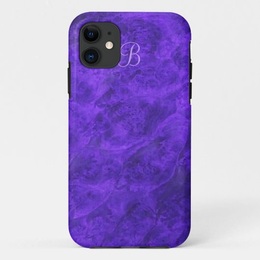 Coque iphone en noyer de velours violet *monogramm (Dos)