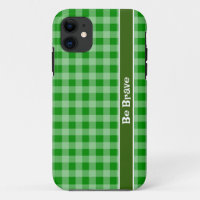 Coque iphone en tissu en vichy vert