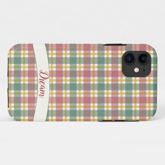 Coque iphone en tissu Pastel en vichy (Dos (Horizontal))