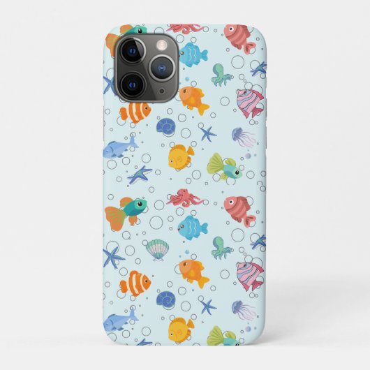 Coque iPhone Faune Marine et Poissons Colorés (Dos)